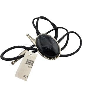Double S Collection Oval Bolo Tie Black Sardonyx Ivan NWT